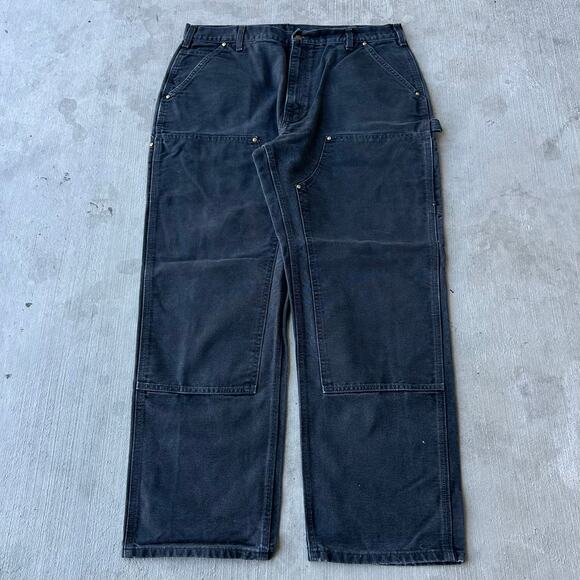 Vintage Y2K Carhartt black double knee work wear carpenter pants - Picture 1 of 7